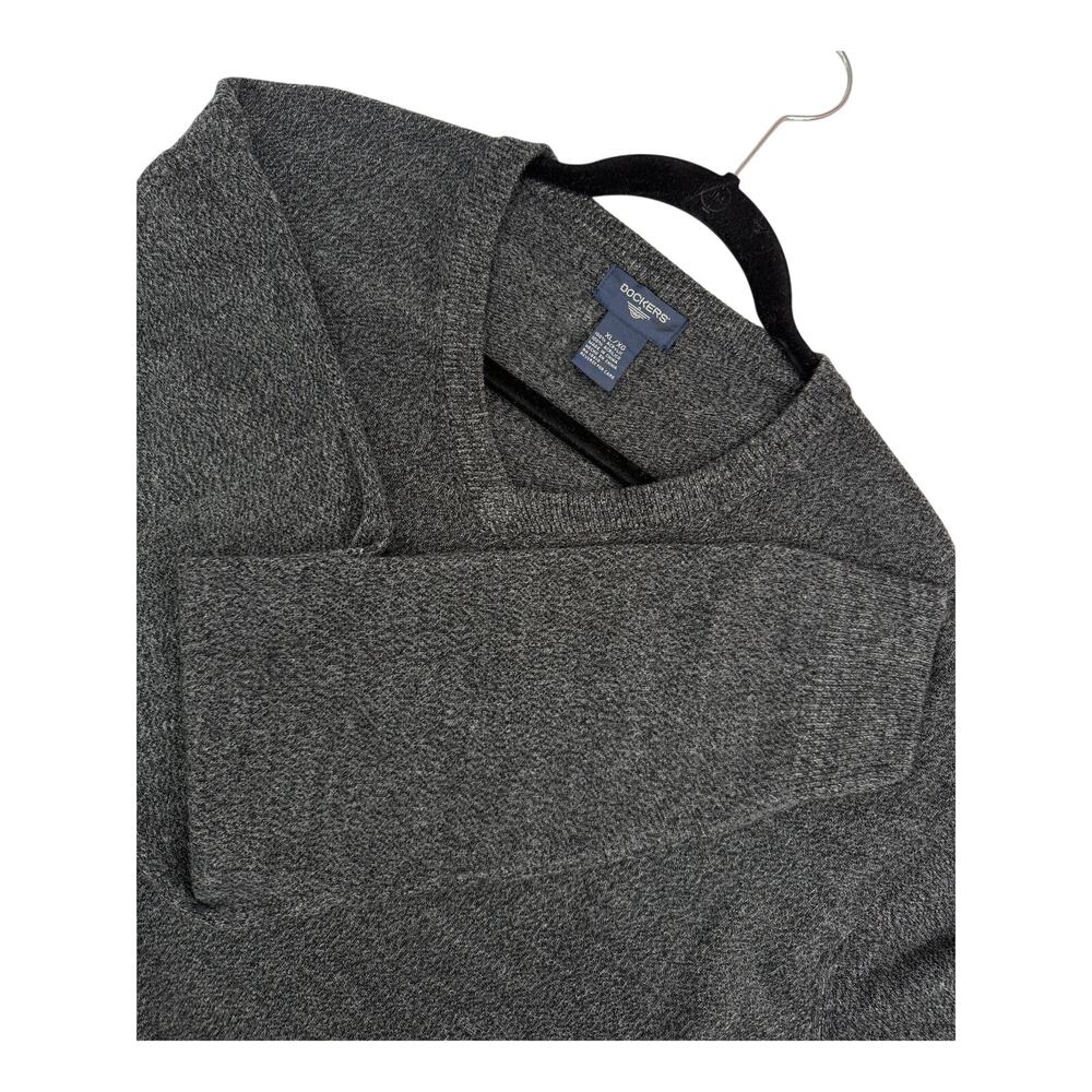 Dockers Dark Marled Gray V Neck Lightweight Pullover Long Sleeve Sweater XL